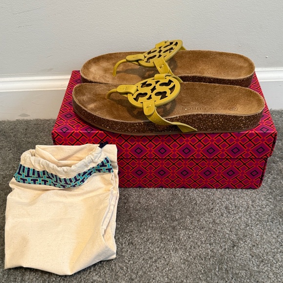 Tory Burch Lemon Sandals with Cork Sole - Picture 1 of 4
